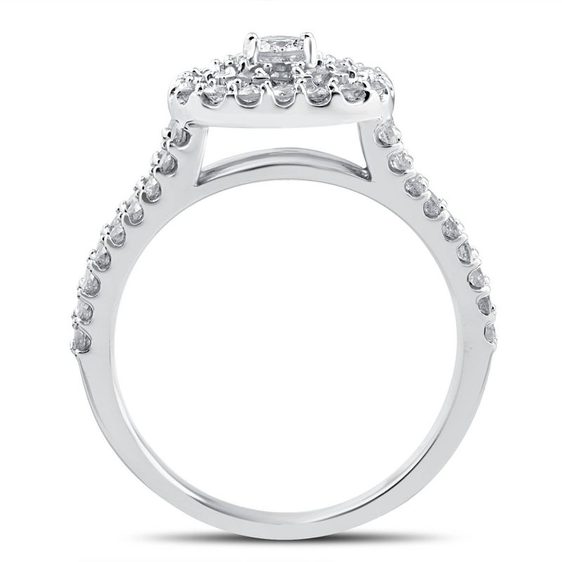 Pompeii3 1 1/10ct Diamond Cushion Halo Engagement Wedding Ring Set White Gold, 3 of 6