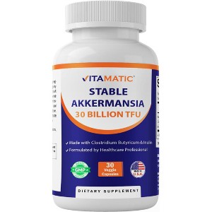 Akkermansia Muciniphila 30 Billion TFU + Clostridium Butyricum + Prebiotic Inulin - GLP-1 Probiotic - 30 Vegan Capsules - 1 of 4