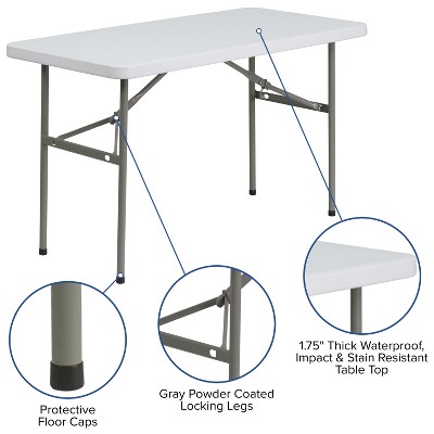 Granite White 4-Foot Rectangular Plastic Folding Table
