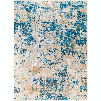 Mark & Day Ulen 7'10"x10'6" Rectangle Washable Woven Indoor Area Rugs Teal: Stain-Resistant, Modern Abstract, Machine Made