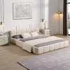 Upholstered Bed with Checkerboard Headboard, Chenille Fabric Platform Bed for Bedroom-Baofuwish - 3 of 4