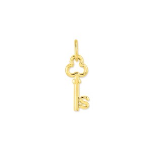 Black Bow Jewelry 14k Yellow Gold, Hannah Collection, Mini Initial S Shamrock Key Charm - 1 of 2