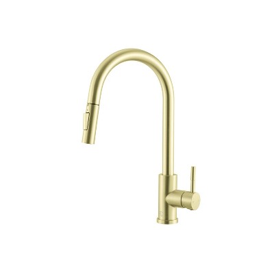 Elegant Lighting Luca Single Handle Pull Down Sprayer Kitchen Faucet with touch sensor in Brushed Gold