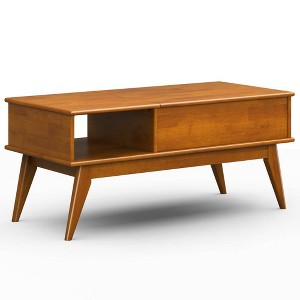 WyndenHall Tierney Lift Top Coffee Table Teak Brown: Modern Mid-Century Storage, Rubberwood Rectangle - 1 of 4