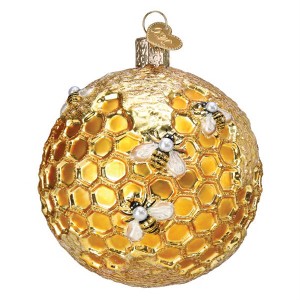 Old World Christmas Hanging Mouth-Blown Glass Ornament for Trees, Bee Blessed Round Ball - 1 of 4