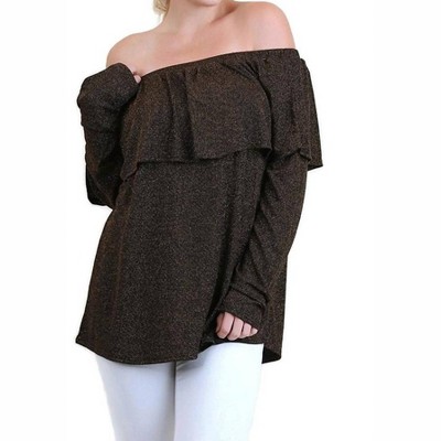 Women's Metallic Ruffled Tunic - PLUS - umgee