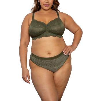 Curvy Couture Women's Cotton Comfort Bralette 2-pack Olive Night/blushing  Rose Xxl : Target
