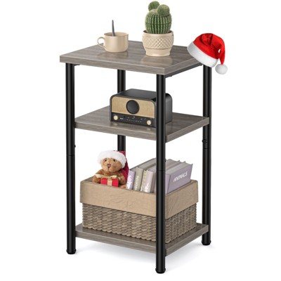 NicBex 3-Tier Nightstand with Adjustable Feet Bedside Table Space-Saving End Table for Bedroom, Living Room, Office