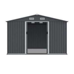 Gulches Outdoor Storage Shed 8 x 10 FT Large Metal Tool Sheds, Heavy Duty Storage House with Sliding Doors with Air Vent for Backyard Patio, Grey - 1 of 4
