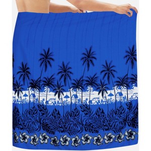 LA LEELA Men's Sarong Bath Swimsuit Pareo Wraps One Size Floral Lapis Beach - 1 of 4