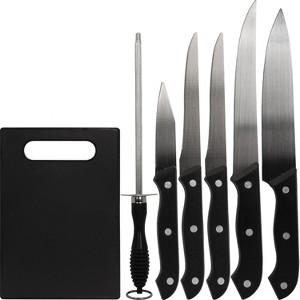 Deco Essentials 5-Piece Knife Set with Cutting Board and Sharpening Steel - 1 of 4