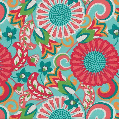 Sophia Turquoise and Coral Floral Rectangular Lumbar Pillows Set
