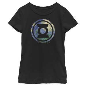 Girl's Green Lantern Starry Night Lantern Logo T-Shirt - 1 of 4