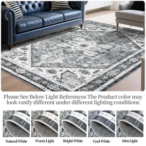 Vintage Boho Floral Area Rug,Machine Washable Rugs Low Pile Ultra-Thin Soft Carpet, Non-Slip Non-Shedding Accent Rug for Living Room, Bedroom - 1 of 4