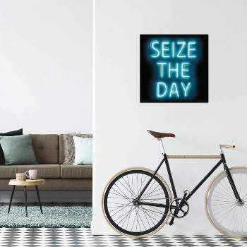 Neon Seize the Day Aqua by Hailey Carr Unframed Wall Canvas Print Black - iCanvas