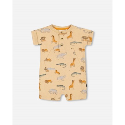 Gender Neutral French Terry Jungle Printed Romper - Deux par Deux