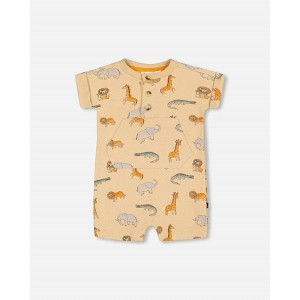 Gender Neutral French Terry Jungle Printed Romper - Deux par Deux - 1 of 3