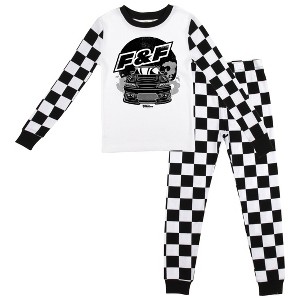 Fast & Furious Race Car Logo Long Sleeve Shirt & Checkerboard Sleep Pajama Pants Set - 1 of 4