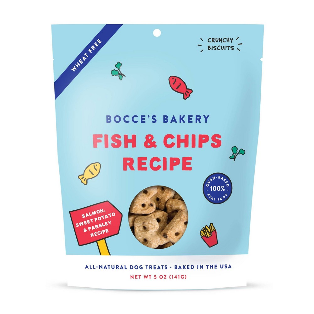 Bocce&#39;s Bakery Seafood and Chips Biscuit Dog Treats - 5oz