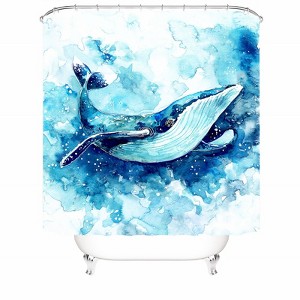 Watercolor Whale Shower Curtains for Bathroom Waterproof Fabric Bath Curtain Durable Soft Stylish Bathroom Decor 72x72 Inch - 1 of 1