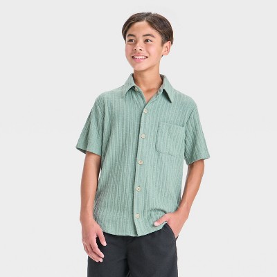Boys' Short Sleeve Button-Up Textured Knit Top - art class™