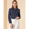 Allegra K Women's Floral Tie Neck Frilly Trim Long Sleeve Chiffon Blouse - 2 of 4
