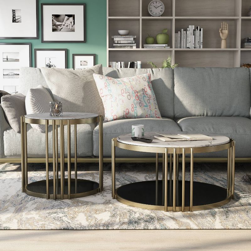 2pc Solstice Glam Coffee and End Table Set Antique Brass - HOMES: Inside + Out, 5 of 8