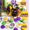 JOYIN 180 PCS Mardi Gras Party Supplies Set Serves 9 People with 9 Mask, 27 Bead Necklace, 72 Coins, 72 Tattoo Stickers for Mardi - 3 of 4