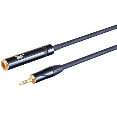 Monoprice 1/4in TRS Female Connector to 1/8in TRS Male Connector - 1 Feet - Black, Heavy Gauge 24AWG On Tour Extension Cables, Gold Plated Connectors