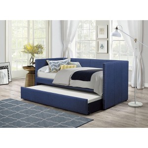 NicBex Twin Size Upholstered Nailhead Trim Daybed with Pull-out Trundle for Bedroom,Living Room,Apartment - 1 of 4