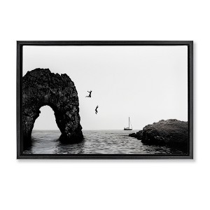 Stupell Industries Cliff Jumping into Sea Floating Frame Canvas Art - 1 of 4