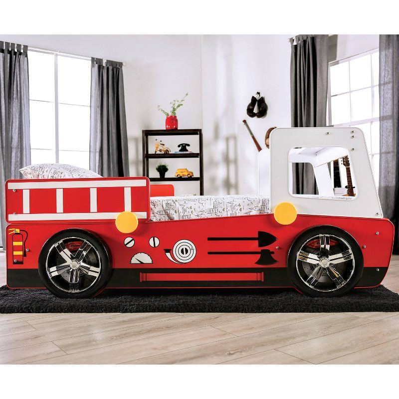 Twin Kamphora Fire Truck Engine Youth Kids&#39; Bed - Red - miBasics, 4 of 10