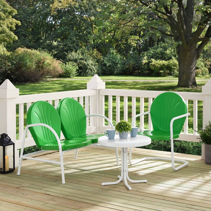 Griffith 3pc Outdoor Conversation Set  with Loveseat, Chair &#38; Accent Table - Kelly Green - Crosley, 4 of 9