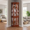 SpassWay 71"H Two Tone Option 5 Shelf Lighted Corner Cabinet for Living Room (Walnut Oak) - 3 of 4