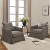 KINWELL 32" Wide Down Fill Upholstered Slipcovered Swivel Barrel Accent Armchair, Set of 2 - 2 of 4