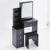 Vynxaria 29.2" Small Bedside Vanity Table with Cushioned Stool & Adjustable - 2 of 4
