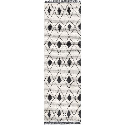 Nuloom Joanna Diamond Trellis Soft Shag Fringe Kitchen Runner Indoor Area Rug - Hallway, Entryway, 2' 8" x 8', Beige