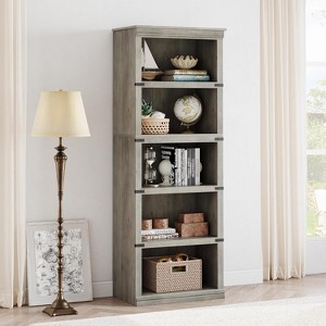 coucheta 3/5 Tier Farmhouse Bookcase, Tall Wooden Open Shelf Bookshelf with Sturdy Storage Open Display shelves, for Living Room, Bedroom, Office - 1 of 4