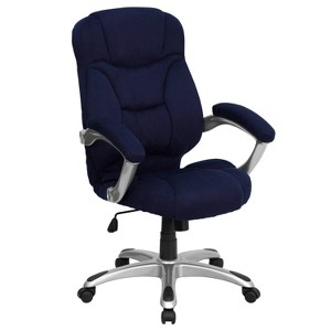 Contemporary Executive Swivel Office Chair - Navy Blue Microfiber - Flash Furniture, Blue Blue