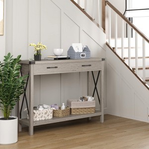 Farmhouse Entryway Table, Wooden Console Table with Drawers, 2 Tier Sofa Table with Storage - 1 of 4