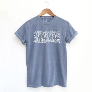 Simply Sage Market Women's Mama Bold Flowers Short Sleeve Garment Dyed Tee - 1 of 3