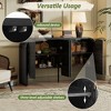 GlasFlength Decorative Storage Cabinet, Wooden Cabinet with Curved Edges and Adjustable Shelves for Living Room, Kitchen, Black, 56"*15.8"*33.2" - 2 of 4