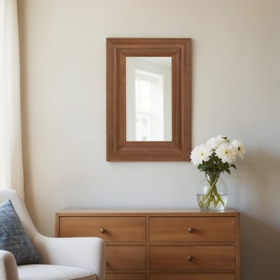 Wood Framed Wall Mirror - Rectangular Decorative Mirror - Accent for Bedroom, Living Room, Office, Home Decor - 36" Brown