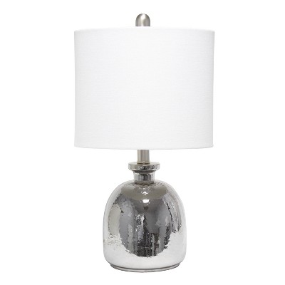 Glass Hammered Jar Table Lamp with Linen Shade White - Lalia Home