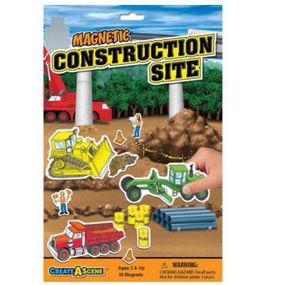 PlayMonster Create-A-Scene Magnetic Playset, Construction Site, Multicolor, Ages 3+, Playset
