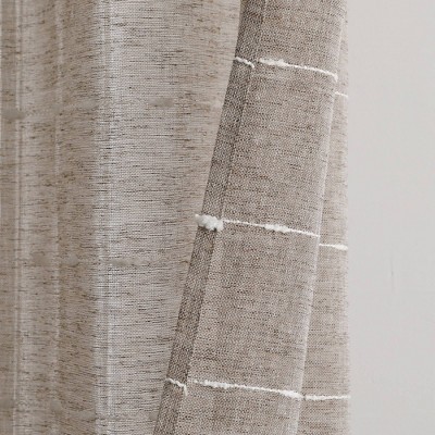 Farmhouse Brown Sheer Polyester Grommet Window Curtain Panels