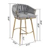 26" Velvet Barrel Back Counter Bar Stool with Hand-Wave Back,Gold Base & Footrest for Kitchen Island or Vanity-Baofuwish - 4 of 4