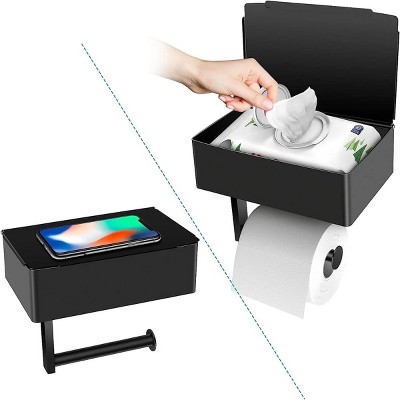 LunaLulinlk Toilet Paper Holder, Toilet Paper Holder with Shelf and Storage,Flushable Wet Wipes Dispenser for Bathroom