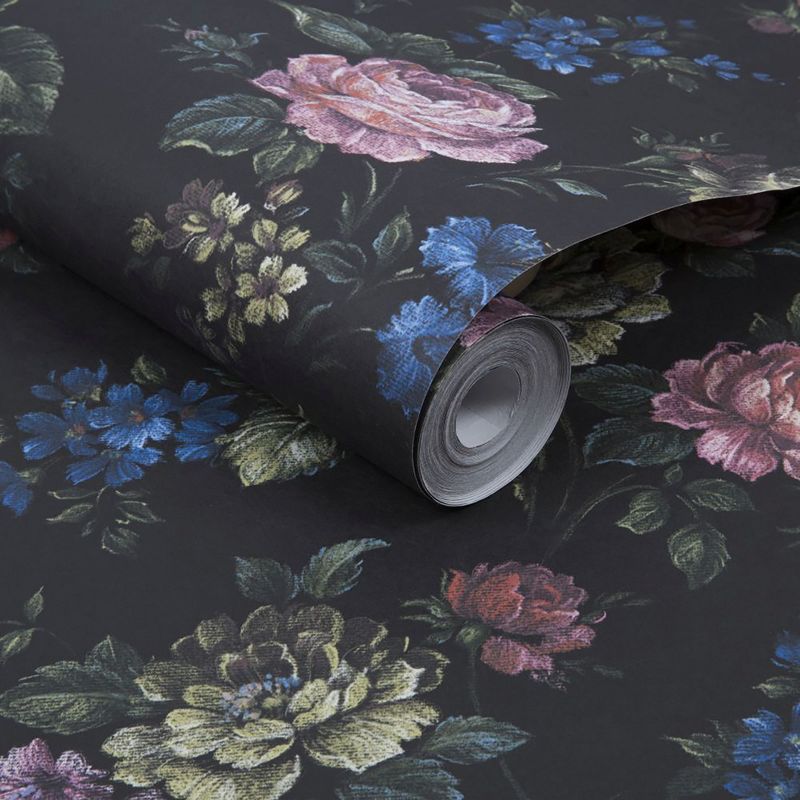 Muse Black and Multicolor Floral Paste the Wall Wallpaper, 3 of 5