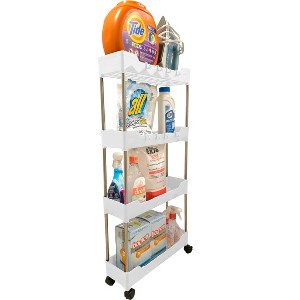 5 Star Super Deals Slim Rolling Storage Cart w/ 4 Tiers - Narrow Slide Out Shelving Utility Cart - Mobile & Modular Pull Out Storage Solution - 1 of 4